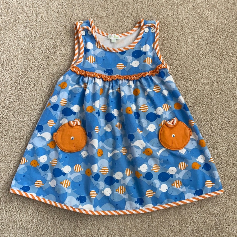 Le Top fish print dress with goldfish pockets